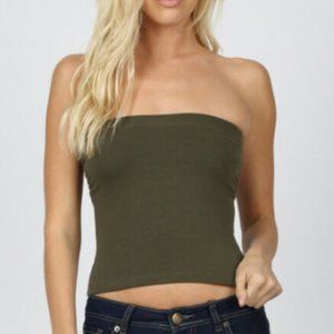 BUNDLE! Olive Green Ruched sides Tube Top